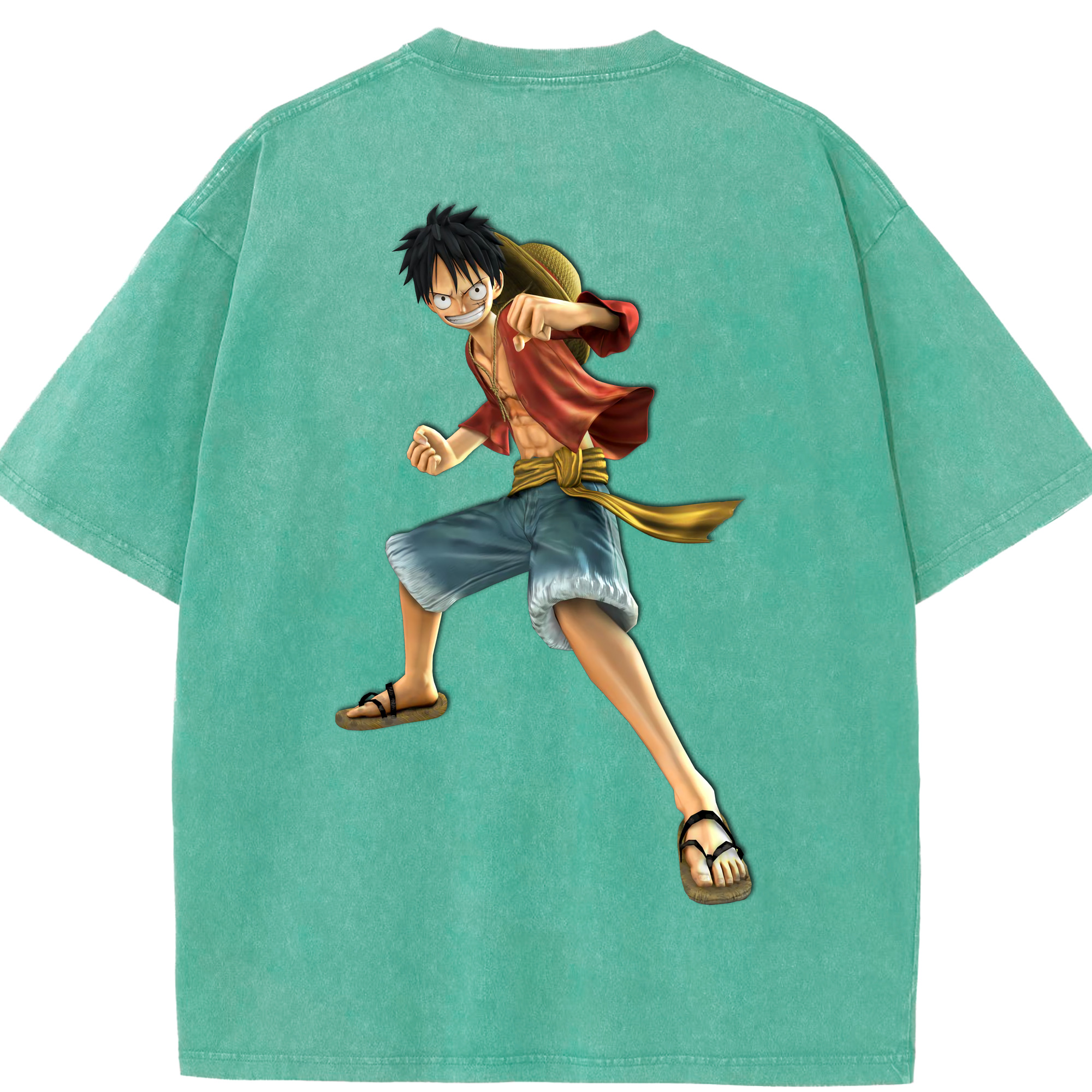 ワンピース モンキー・D・ルフィ ONE PIECE Monkey D. Luffy 綿100% ヴィンテージ風 半袖Tシャツ（背面プリント）